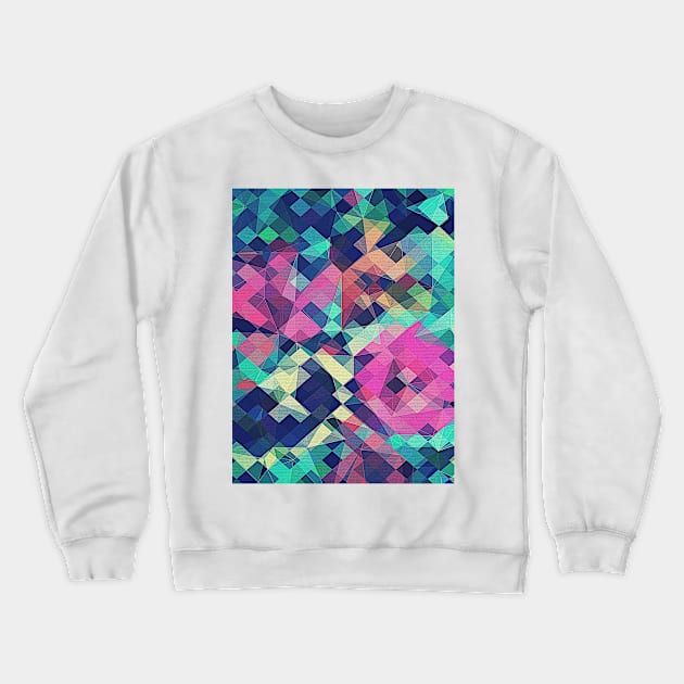 Fruity Rose - Fancy Colorful Abstraction Pattern Design (green pink blue) Crewneck Sweatshirt by badbugs